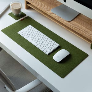 Felt Desk Mat, Sage Green Mousepad, Cozy Desk Accessories, Keyboard Mat, Aesthetic Mousepad, Green Mousepad, Work Bestie Gift Green