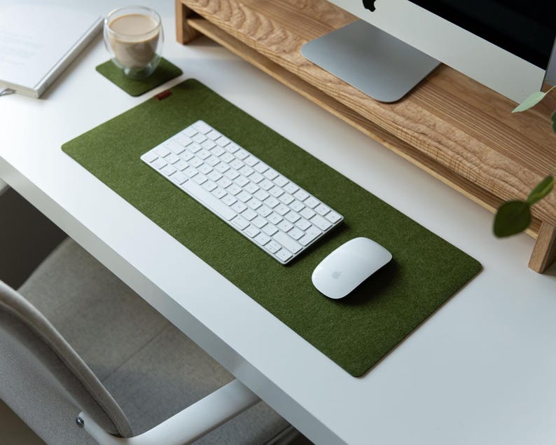 Felt Desk Mat, Sage Green Mousepad, Cozy Desk Accessories, Keyboard Mat, Aesthetic Mousepad, Green Mousepad, Work Bestie Gift Green