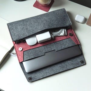 Surface Case With Organizer, Microsoft Surface Sleeve, Laptop Felt Cover, Surface Accessories, Travel Felt Pouch, Programmer Gift