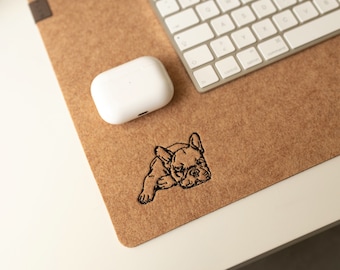 Custom desk mat with logo embroidery, felt desk pad, unique beige desk mat, keyboard mat, monogram mouse pad, personalized gift