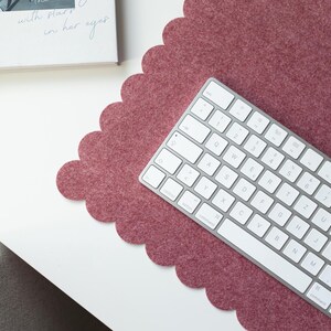 Felt Desk Mat, Scalloped Edges Office Desk Mat, Aesthetic Desk Pad, Christmas Gift For Coworker, Desktop Accessories, Pastel Desk Mat image 7