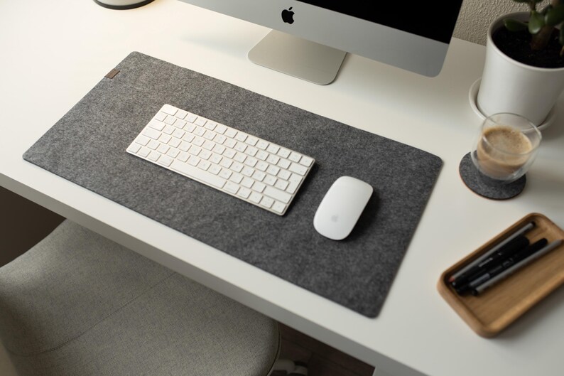 Felt Desk Mat, Gray Keyboard Mat, Computer Accessories, Desk Mats, Aesthetic Desk Decor, Felt Mousepad, Gifts For Friend image 7