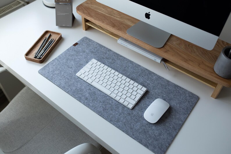 Felt Desk Mat, Gray Keyboard Mat, Computer Accessories, Desk Mats, Aesthetic Desk Decor, Felt Mousepad, Gifts For Friend image 10