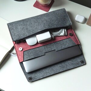 Surface Case With Organizer, Microsoft Surface Sleeve, Laptop Felt Cover, Surface Accessories, Travel Felt Pouch, Programmer Gift