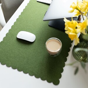 Felt Desk Mat, Scalloped Edges Office Desk Mat, Aesthetic Desk Pad, Christmas Gift For Coworker, Desktop Accessories, Pastel Desk Mat image 10
