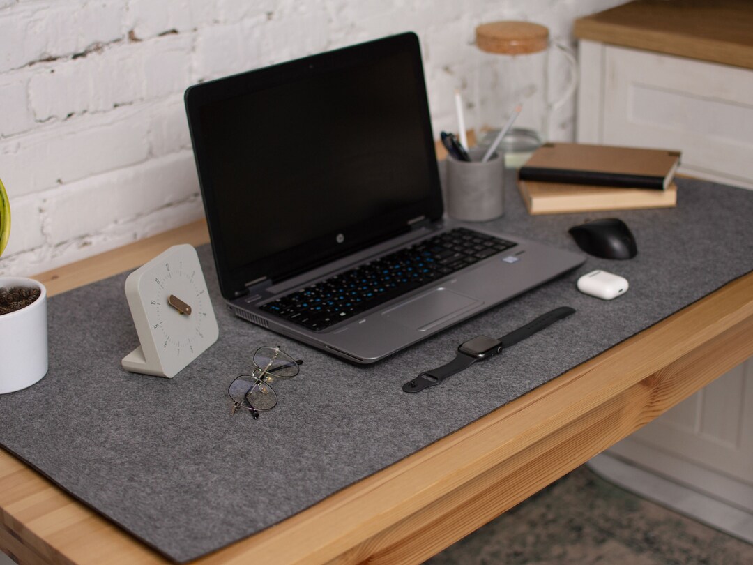 Custom Size Desk Mat Grey, Felt Desk Pad, Large Mouse Pad, Gray Deskmat
