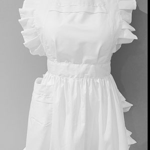 Handmade made to order Victorian retro,Vintage style. Solid White 100% cotton full Apron!