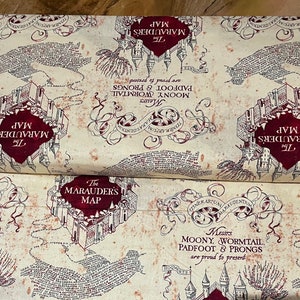 100% katoen Stof per meter, Harry Potter NIEUW ontwerp de MARAUDERS-KAART!