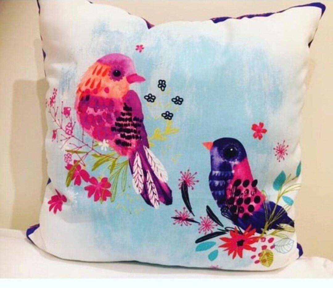 Handmade, Bright Bird Cushion Cover Etsy UK