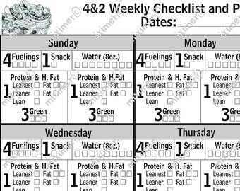 Plantilla reMarkable 2 Landscape / 4&2 Notebook / Diet Journal / e-ink / Measurement Tracker / Optavia Journal