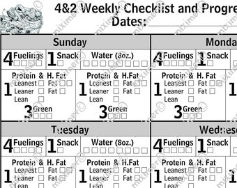 Plantilla reMarkable 2 para retratos / Cuaderno 4&2 / Diario de dieta / Tinta electrónica / Registro de medidas / Diario Optavia