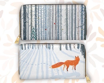 Fox Zipper Wallet Forest Wildlife Purse// Wallet for Cash and - Etsy