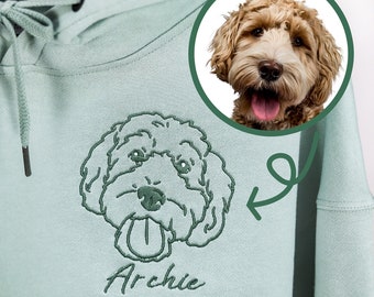 Custom Pet Embroidered Sweatshirt,Custom Embroidered Dog Portrait from Photo,Personalised one-line Pet Sweatshirt,Gifts for Dog Mom