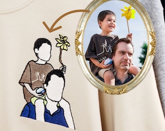 Haftowana bluza z portretem taty ze zdjęcia, spersonalizowana bluza z okazji Dnia Ojca ze zdjęciami, prezenty dla nowego taty