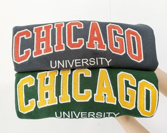 Benutzerdefiniertes zweifarbiges gesticktes Varsity-Crewneck-Sweatshirt, gesticktes Universitäts-Sweatshirt, gefüllter Varsity-Hoodie