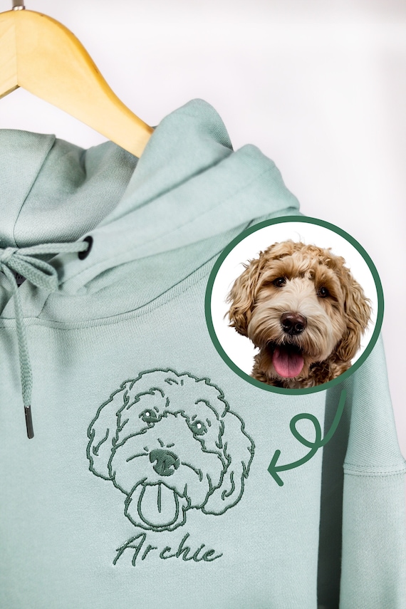Custom Pet Embroidered Sweatshirt custom Embroidered Dog Portrait From Photo personalised One line Pet Sweatshirt gifts for Dog Mom Etsy