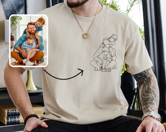 Papa Custom Shirt vom Foto Vater und Kinder, personalisiertes Papa Porträt Shirt, neues Papa Shirt, Geburtstagsgeschenk für Ehemann, Vatertagsgeschenke