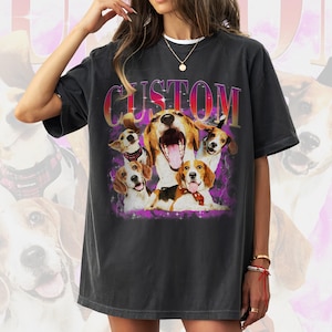 Personnalisez le t-shirt rap bootleg de votre animal de compagnie, chemise bootleg personnalisée pour chien, t-shirt graphique vintage des années 90, insérez votre conception