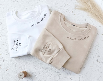 Benutzerdefiniertes Mama besticktes Sweatshirt, personalisierter Mama Pullover, Mama Crewneck mit Namen, Geschenk für Mama