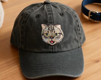 Personalized Cat Hat,Custom EMBROIDERED Pet Hat with Photo, Custom Dog & Cat Pet Name Baseball Cap, Dog Mom Hat, Unique Gift for Pet Lovers