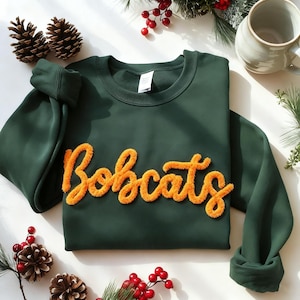 Custom Chenille YARN EMBROIDERED Sweatshirt Game Day Fuzzy Letter,Team Spirit Shirt,Football Moms,Chenille Patch Sports Team Sweatshirt