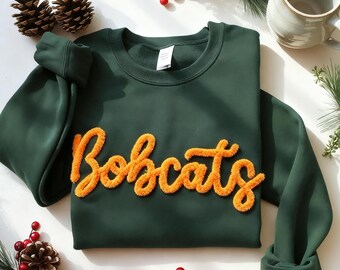 Custom Chenille YARN EMBROIDERED Sweatshirt Game Day Fuzzy Letter,Team Spirit Shirt,Football Moms,Chenille Patch Sports Team Sweatshirt