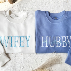 Personalisierte bestickte Frau Sweatshirt, Wifey bestickte Sweatshirt, Stickerei Wifey Ehemann Paar Hoodie, Geschenk für Sie
