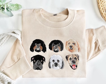 Sudadera bordada con cara de mascota personalizada, sudadera de gato, sudadera para amantes de los perros, regalo personalizado para mamá y papá.