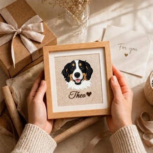 Custom Embroidered Pet Portrait | Minimalist Dog Mom Gift | Personalized Hand Stitched Dog Art | Mother's Day Pet Frame | Custom Keepsake image 7