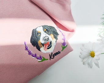 Custom Dog Face Embroidered Sweatshirt,Cat Sweatshirt,Dog Mom Sweatshirt,Personalized Gift For Mom