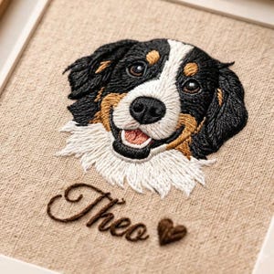 Custom Embroidered Pet Portrait | Minimalist Dog Mom Gift | Personalized Hand Stitched Dog Art | Mother's Day Pet Frame | Custom Keepsake image 3