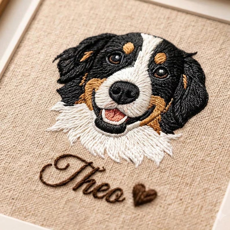 Custom Embroidered Pet Portrait | Minimalist Dog Mom Gift | Personalized Hand Stitched Dog Art | Mother's Day Pet Frame | Custom Keepsake image 3