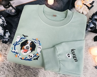 Custom Dog Face Embroidered Sweatshirt From Your Photo,Cat Sweatshirt,Dog Mom  Sweatshirt,Personalized Gift For Mom