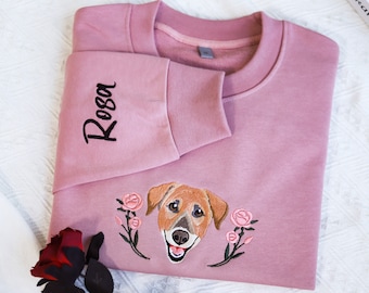 Custom Dog Face Embroidered Sweatshirt,Cat Sweatshirt,Dog mom Sweatshirt,Personalized Gift For Mom