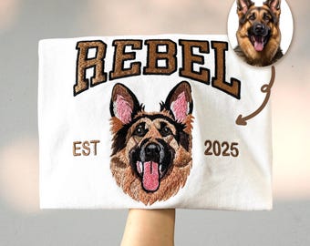 Custom Pet Portrait Sweatshirt, Embroidered Dog Varsity Hoodie, Custom Dog Face Embroidered Sweatshirt From Photo, Pet Lover Gift