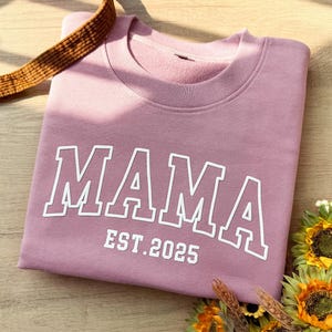 Sudadera con letras abullonadas para mamá, regalo para el primer día de la madre, camiseta para mamá, regalo para mamá primeriza