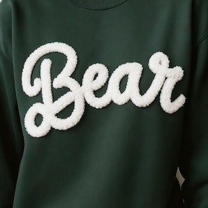 Custom Chenille YARN EMBROIDERED Sweatshirt Game Day Fuzzy Letter,Team Spirit Shirt,Football Moms,Chenille Patch Sports Team Sweatshirt