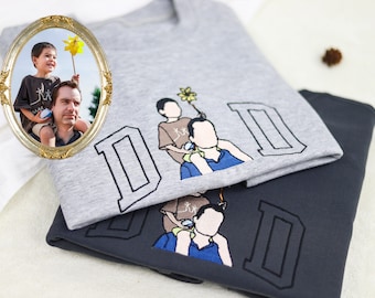 Personalised Dad Photo Sweatshirt Father and Son,Dad and Kid Portrait Sweatshirt,Father's Day Gift for Dad