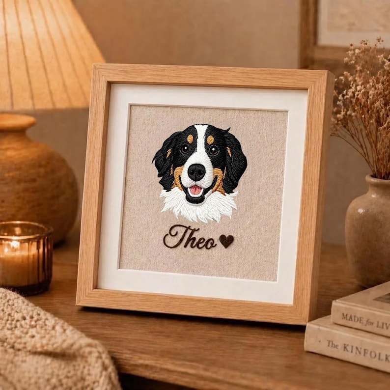 Custom Embroidered Pet Portrait | Minimalist Dog Mom Gift | Personalized Hand Stitched Dog Art | Mother's Day Pet Frame | Custom Keepsake image 8