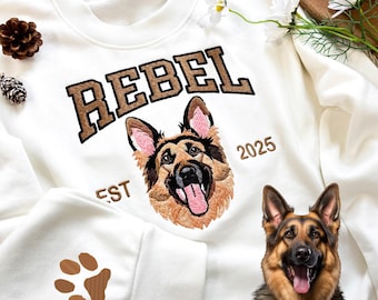 Pet Embroidered Sweatshirt Using Photo, Custom Dog Sweater, Embroidered Cat Crewneck,Gift for Pet Owner, Dog mom Gift for Cat Lover