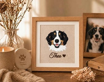 Custom Embroidered Pet Portrait | Minimalist Dog Mom Gift | Personalized Hand Stitched Dog Art | Mother's Day Pet Frame | Custom Keepsake