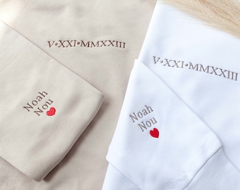 Custom Roman Numeral SweatShirt,Wedding Matching Hoodies,Personalised Couple Gifts,Valentines Gift,Gift for Her