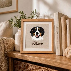 Custom Embroidered Pet Portrait | Minimalist Dog Mom Gift | Personalized Hand Stitched Dog Art | Mother's Day Pet Frame | Custom Keepsake image 2