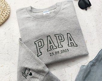 Sweat-shirt PAPA personnalisé avec nom, faire-part de papa, sweat-shirt cool pour papa, cadeau pour le meilleur papa