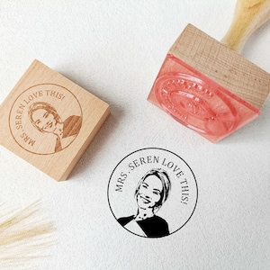 Personalize Portrait Stamp For Her,Custom Stamp From Photo,Wooden Stamp,Memorial Gifts,Birthday Gift