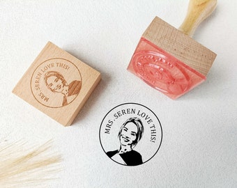 Personalize Portrait Stamp For Her,Custom Stamp From Photo,Wooden Stamp,Memorial Gifts,Birthday Gift