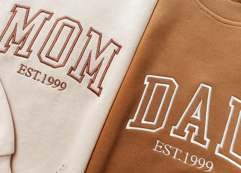 Mama/Papa besticktes Rundhals-Sweatshirt, Schwangerschaftsankündigung, werdende Papa-Mama, Muttertag, Vatertag Bild 4