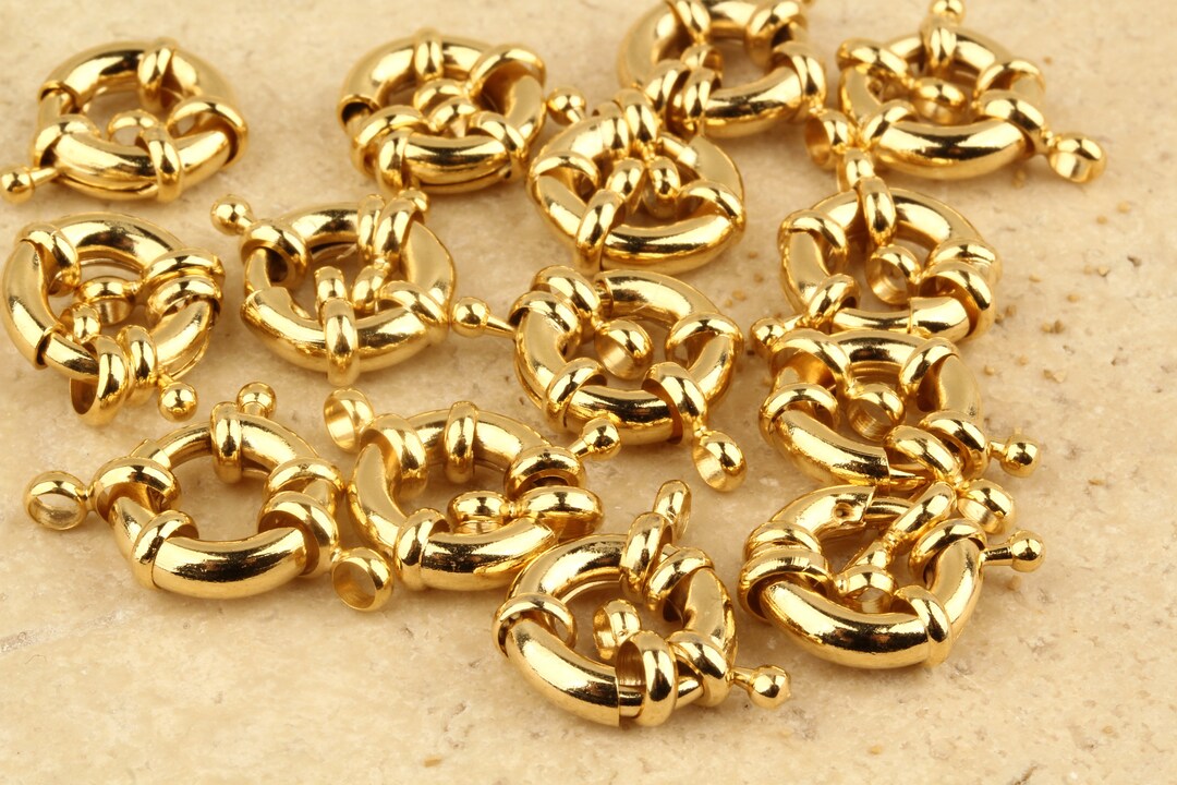 14mm Shiny Gold Rudder Clasp - 24K Gold Plated - Turkish Jewelry ...
