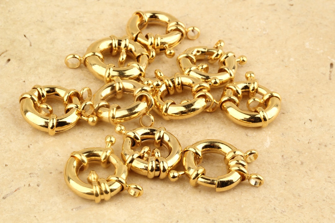 17mm Shiny Gold Rudder Clasp 24K Gold Plated Turkish Jewelry Component ...