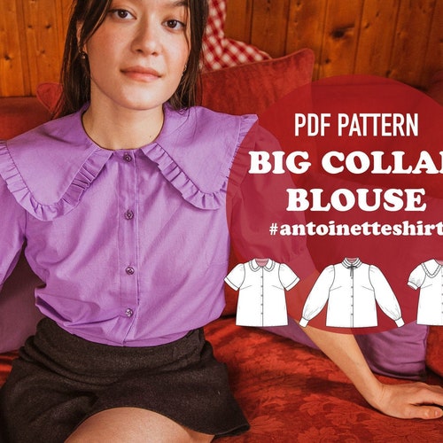 3 Ruffle Collars 3 Puffy Sleeves Blouse PDF Pattern - Etsy